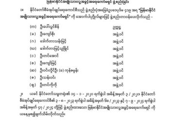 လူ့အခွင့်အရေးကော်မရှင်ကို ၉ ဦးဖြင့် ဖွဲ့စည်း